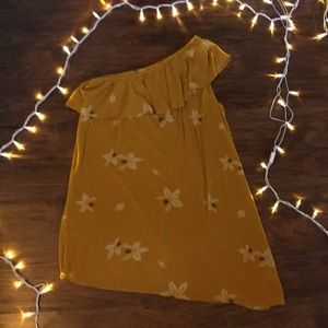 women’s one shoulder yellow floral summer dress